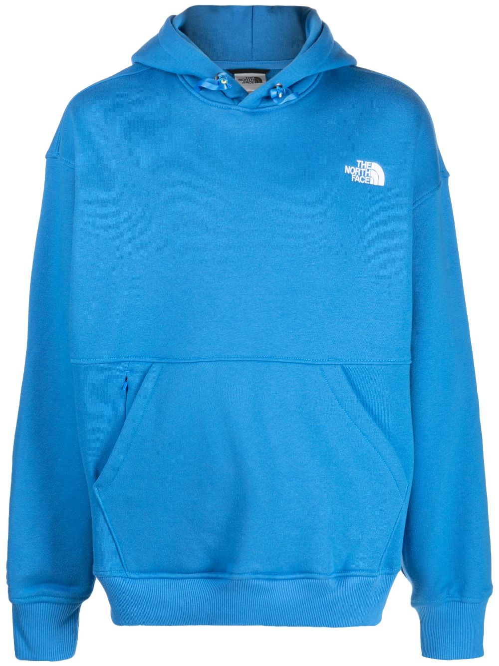 The North Face Embroidered-logo Long-sleeve Hoodie In Super Sonic Blue