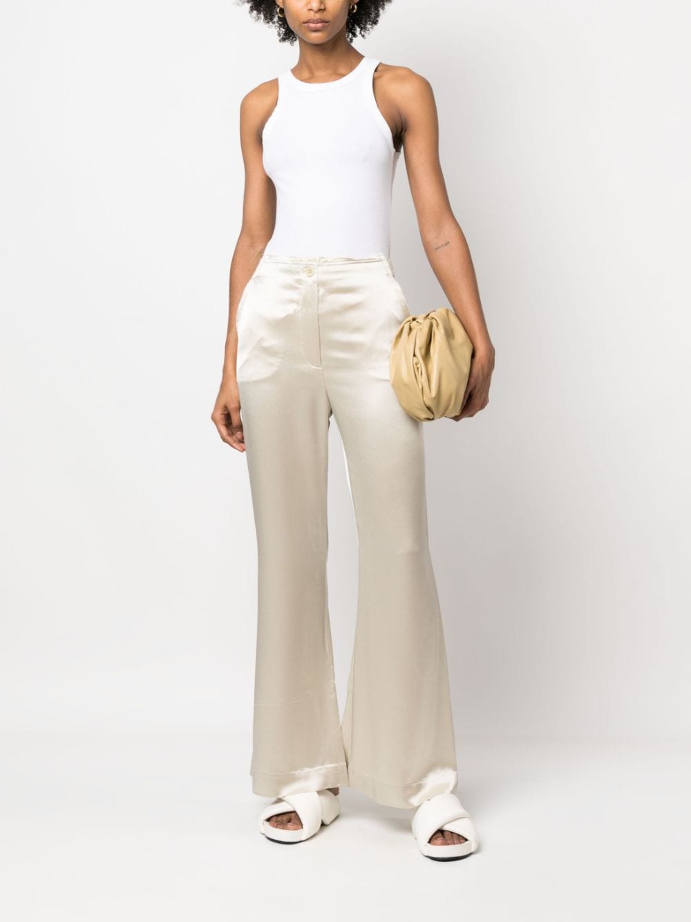 Shop By Malene Birger Mid-rise Flared Trousers In Neutrals