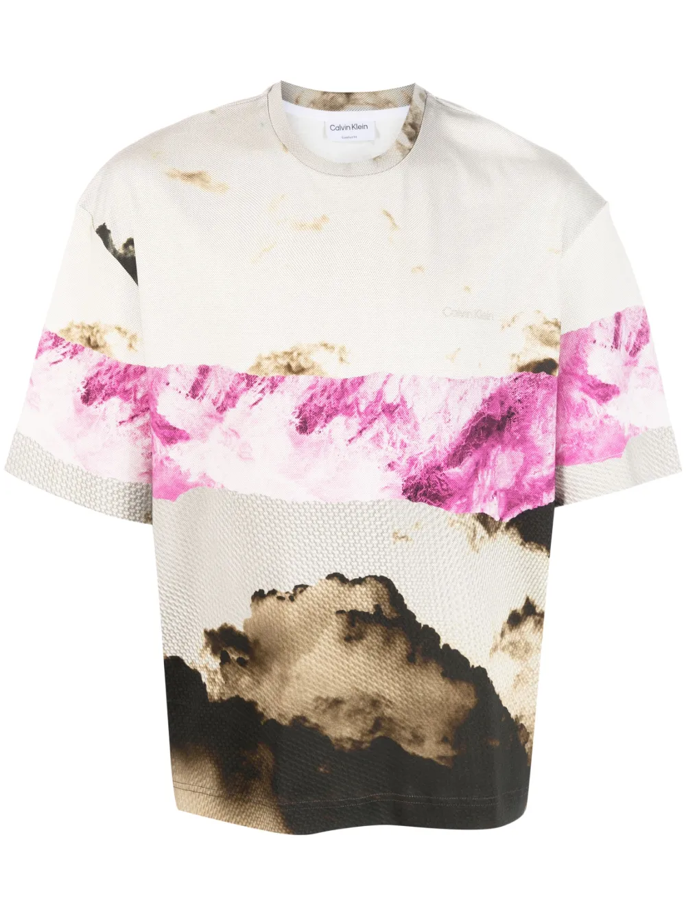Calvin Klein abstract-print cotton T-shirt - Neutrals