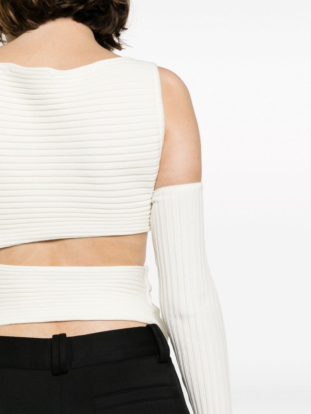 COLLUSION strappy mesh crop top