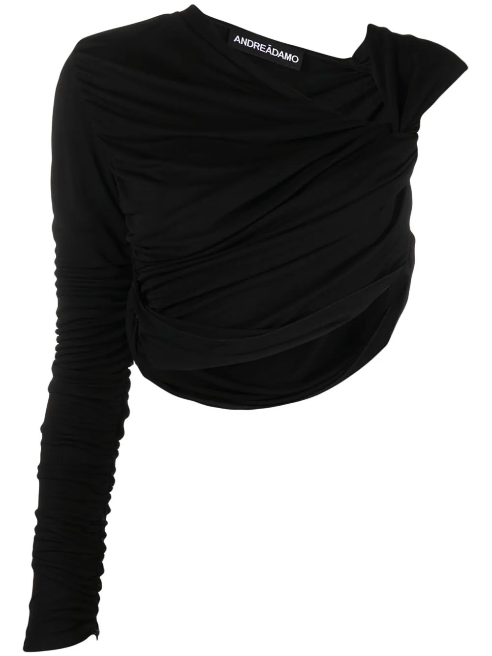 Shop Andreädamo Draped Asymmetric Top In Black