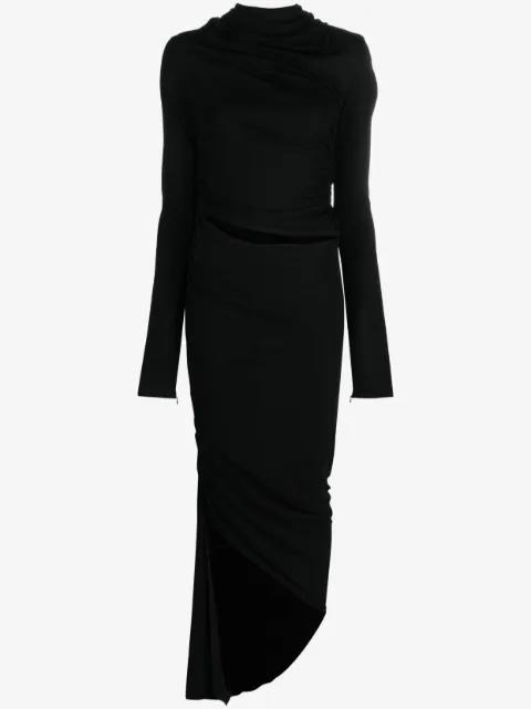 ANDREĀDAMO asymmetric draped midi dress