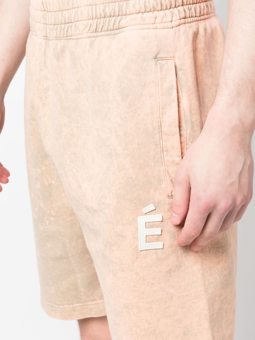 Shop Etudes Studio Tie-dye Print Logo Shorts In Orange
