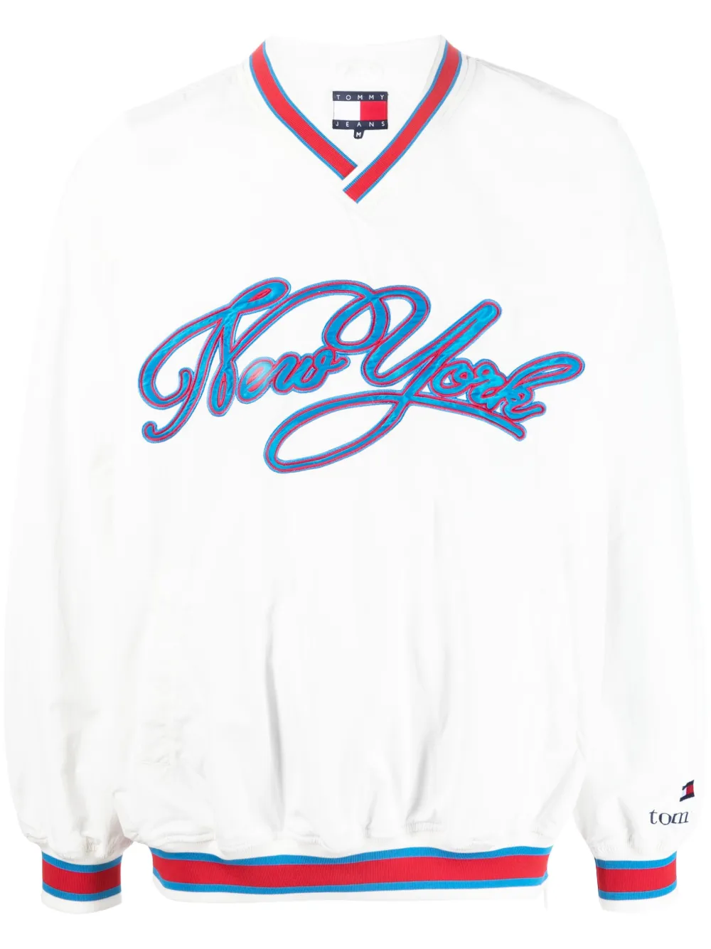 Tommy Hilfiger embroidered-logo V-neck sweatshirt - White