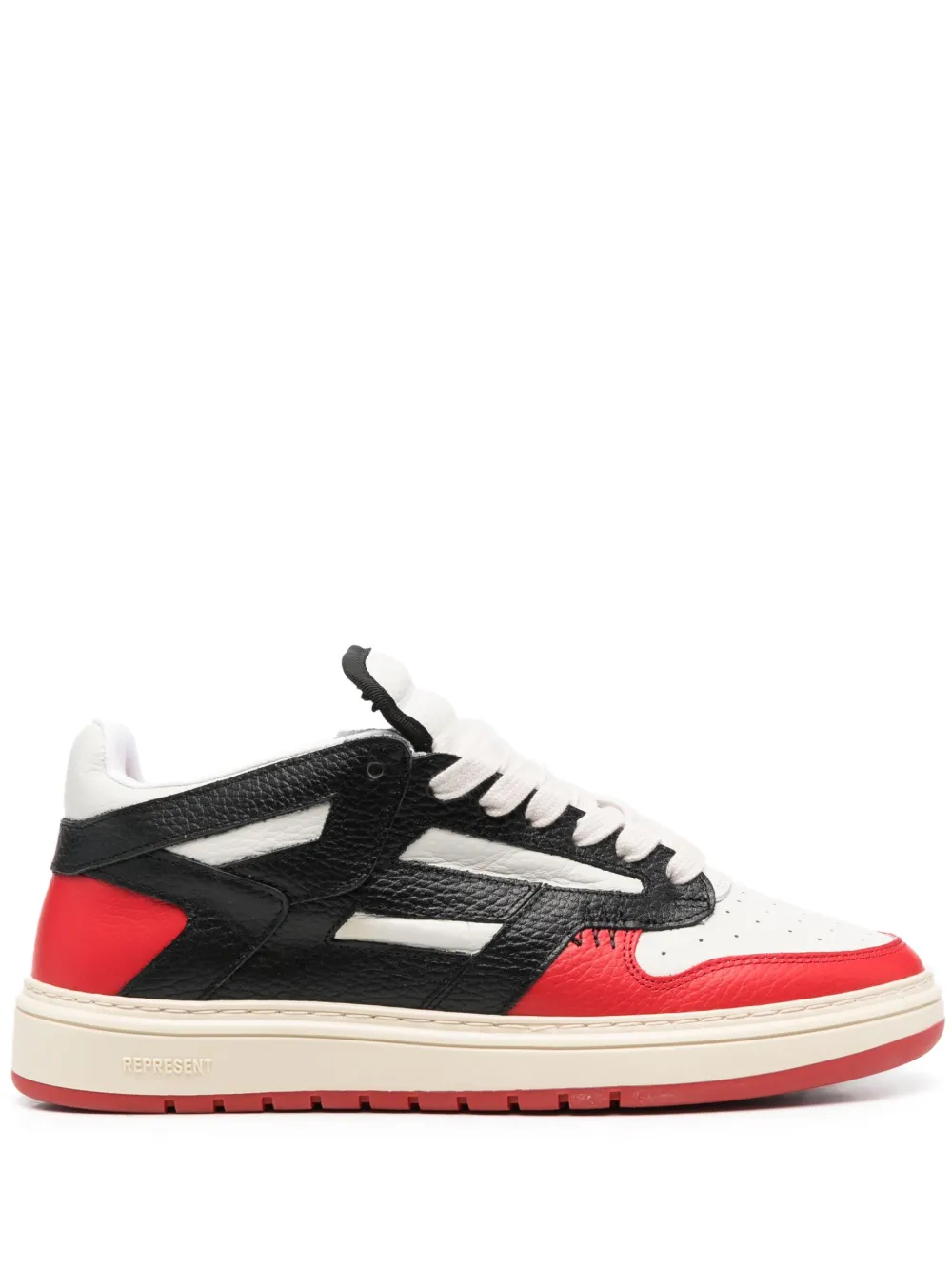 Represent Color Block Textured Leather Low-top Sneakers In Schwarz