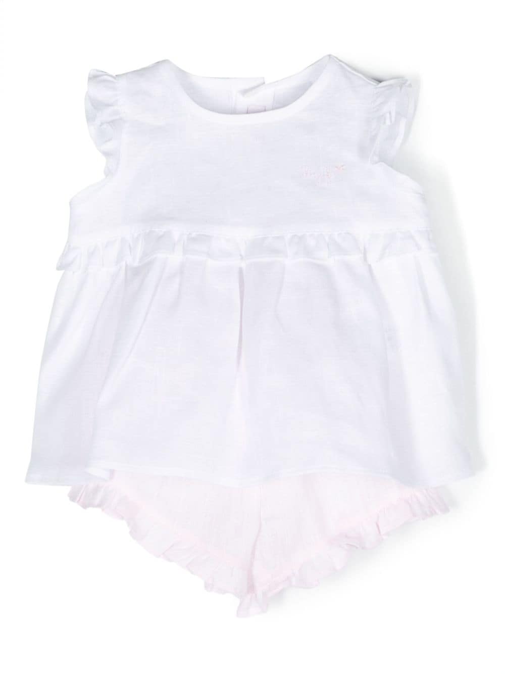 Il Gufo Babies' Linen Dress Set In White