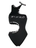 PINKO cut-out logo-print swimsuit - Black