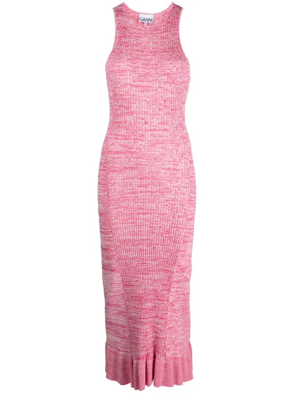 GANNI Knitted Midi Dress | Pink | FARFETCH GANNI Knitted Midi Dress | Pink | FARFETCH