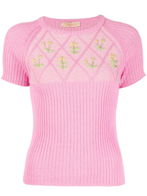 CORMIO 売れ筋商品|||コルミオ Tシャツ トップス レディース Tops Pink CORMIO フローラル トップ | ピンク | FARFETCH JP