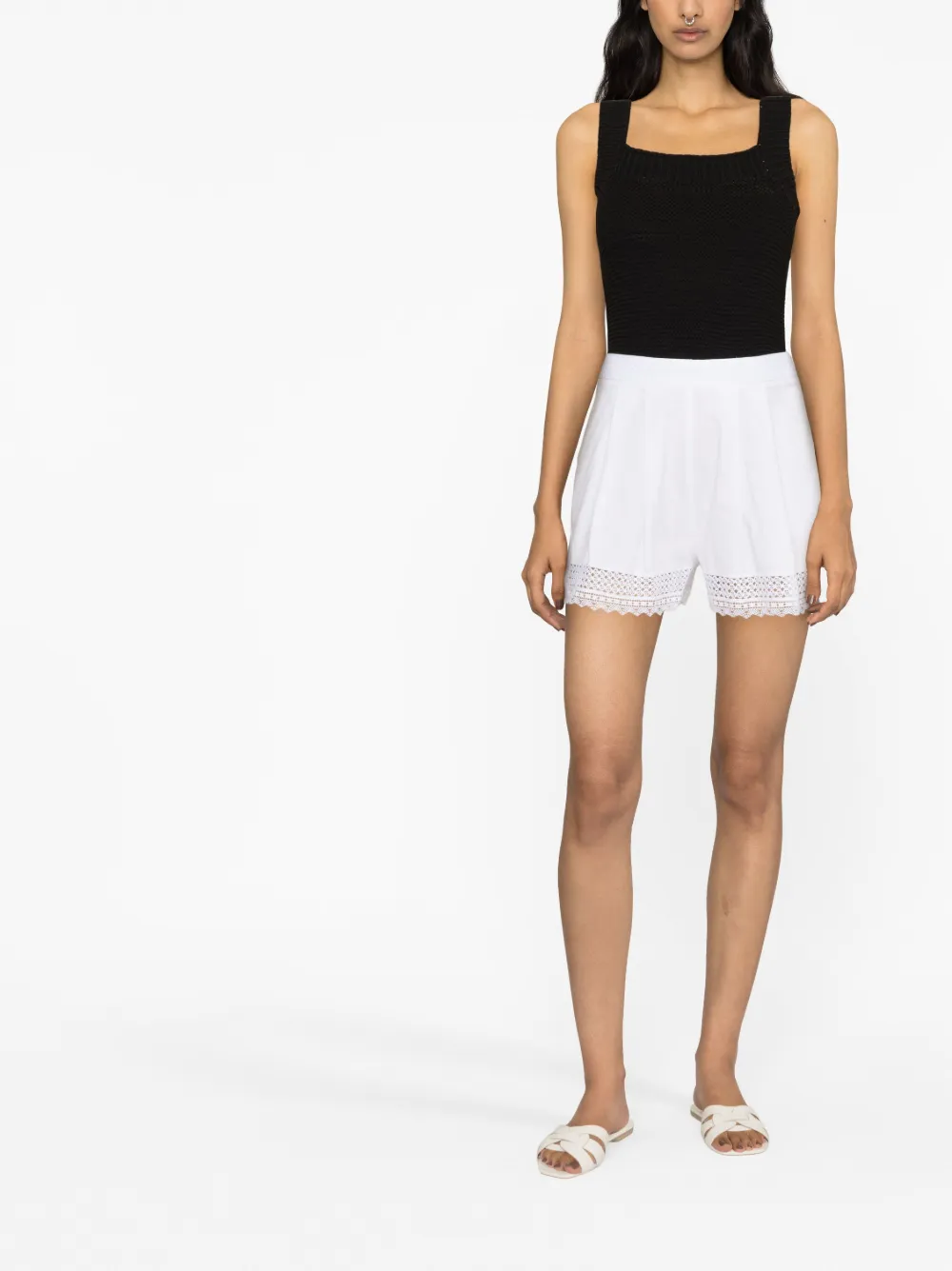 Ermanno Scervino Shorts met afwerking van kant - Wit