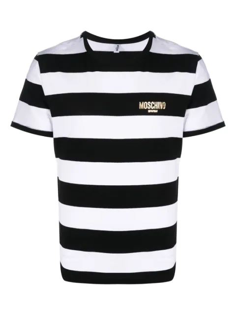 Moschino logo-print striped cotton T-shirt