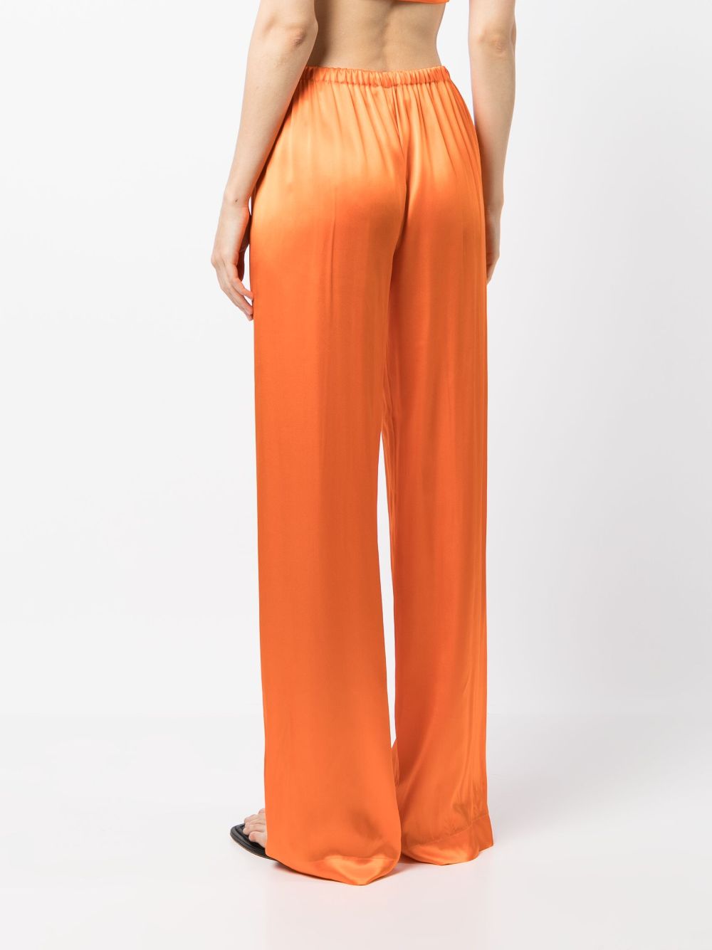 Shop Woera Drawstring Silk Palazzo Trousers In Orange