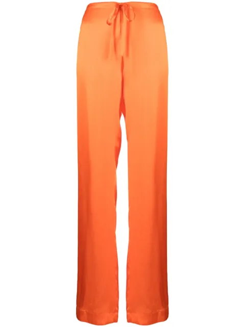 WOERA drawstring silk palazzo trousers 