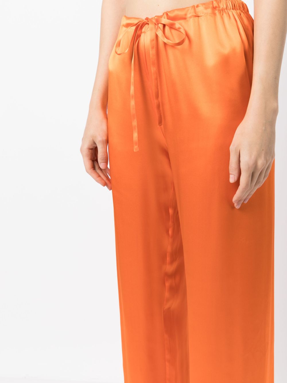 Shop Woera Drawstring Silk Palazzo Trousers In Orange