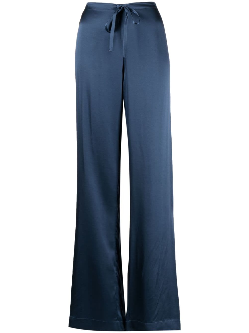 Woera Drawstring-waist Silk Palazzo Trousers In Blau