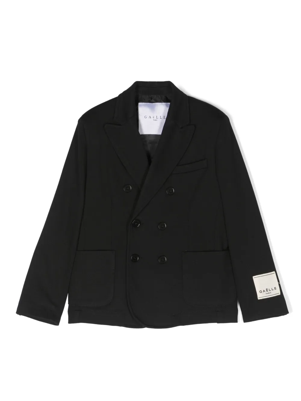 Gaelle Paris Kids logo-patch double-breasted blazer - Black