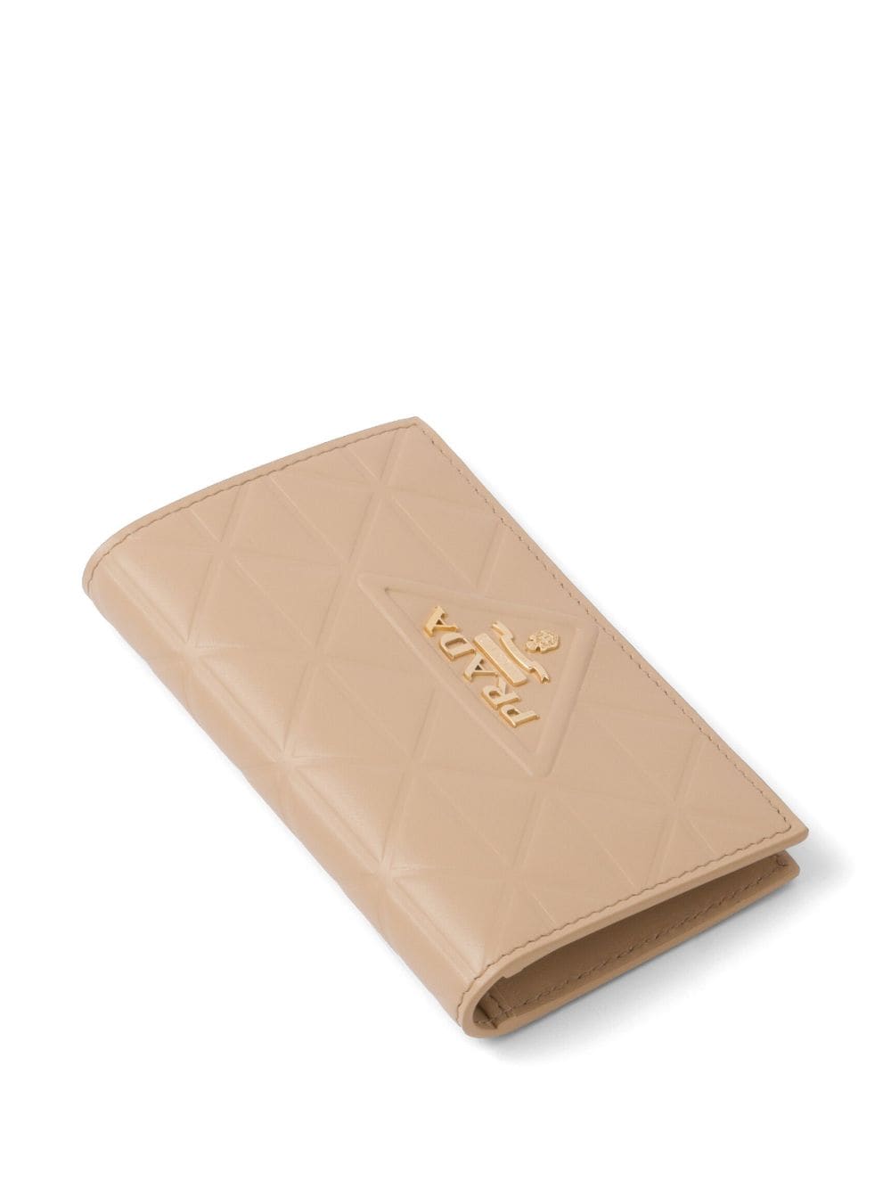 Shop Prada Triangle-motif Leather Wallet In Neutrals