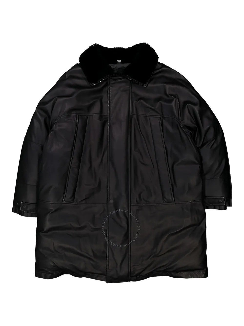 Burberry shearling-collar leather coat Zwart