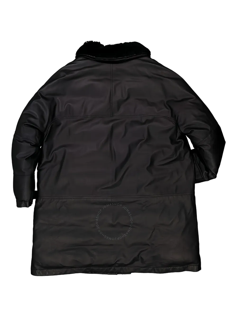 Burberry shearling-collar leather coat Zwart