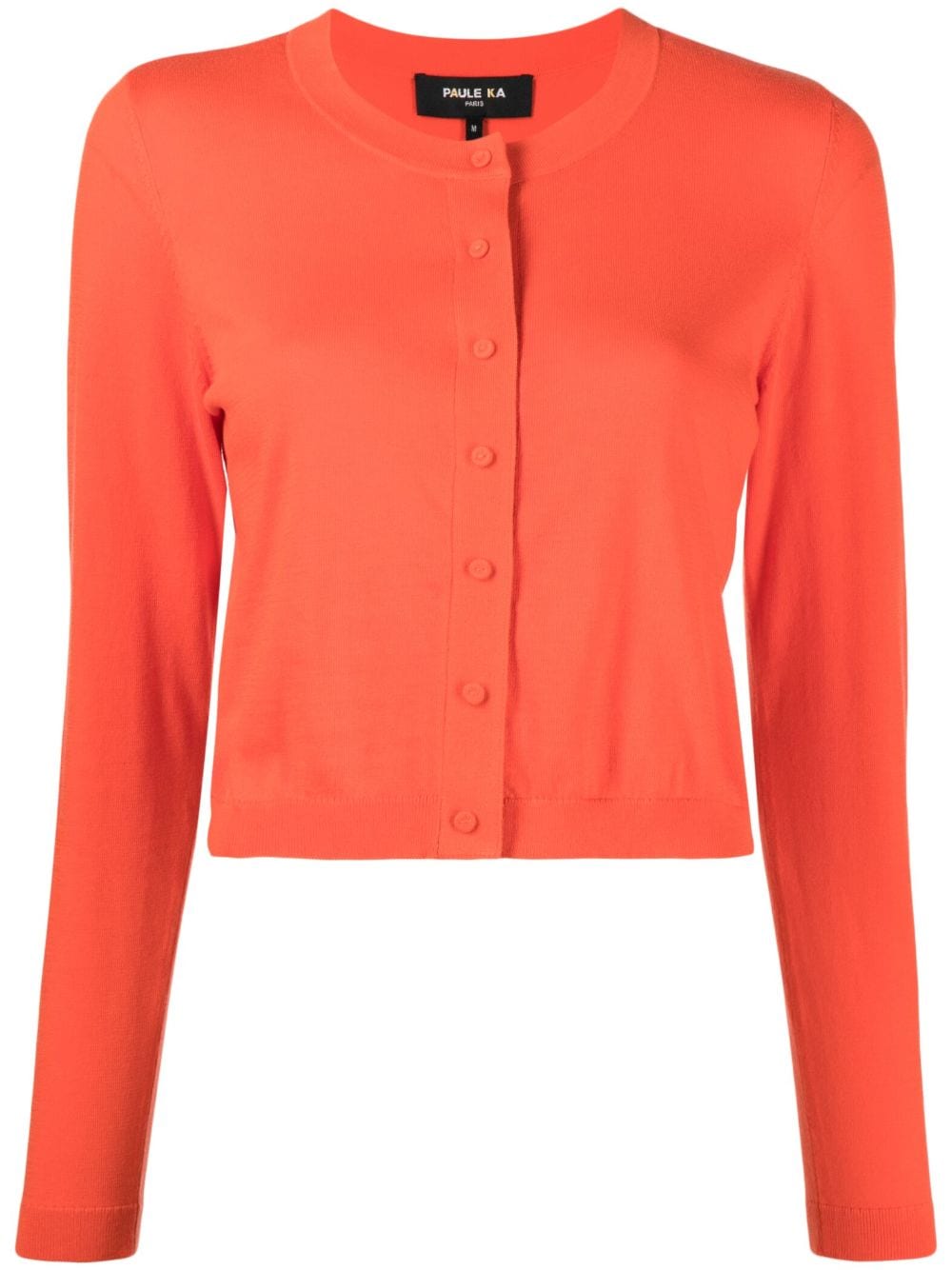 Paule Ka Round-neck Jersey Cardigan In Orange