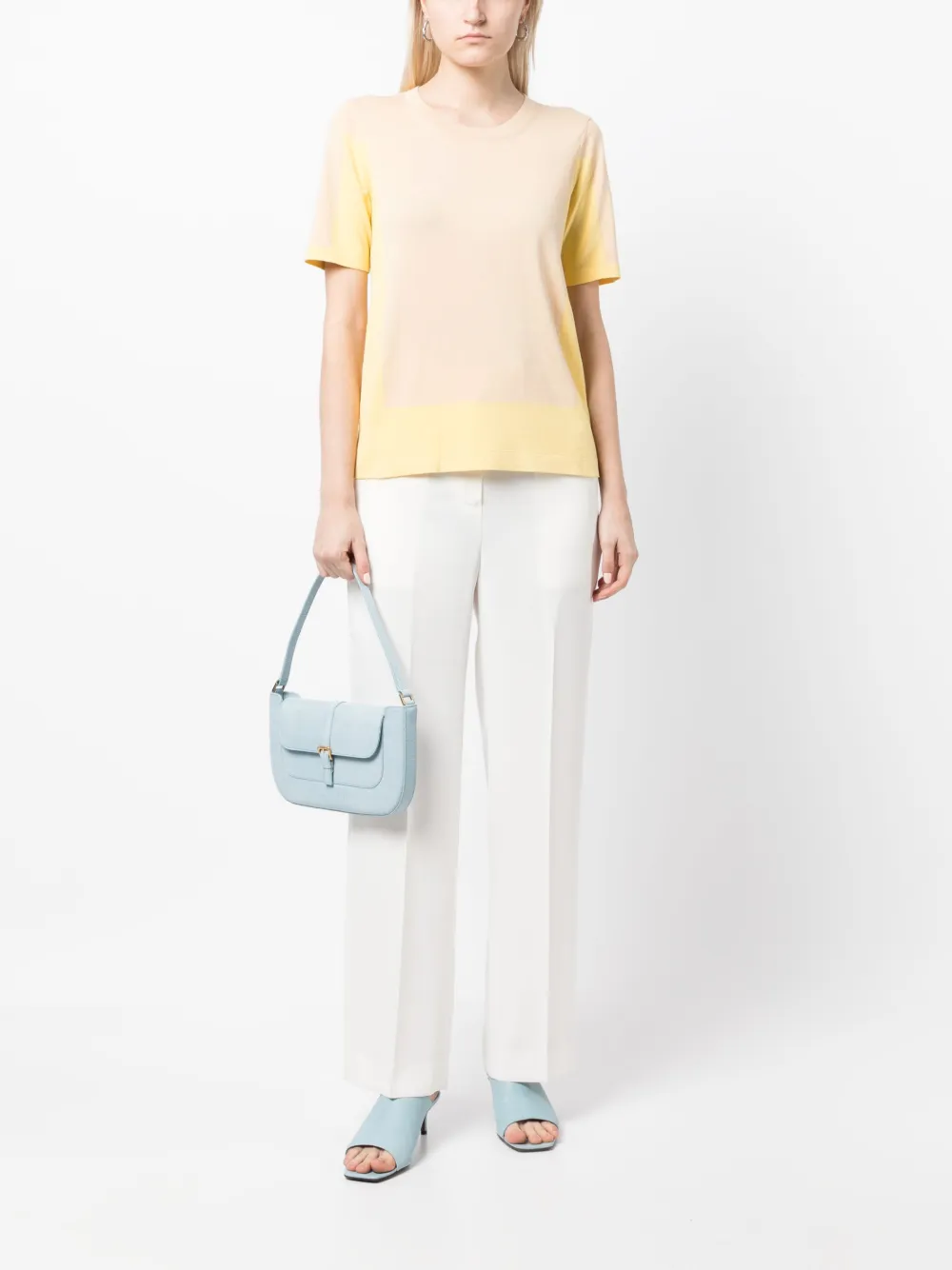 Shop Paule Ka Two-tone Knitted Top In Yellow