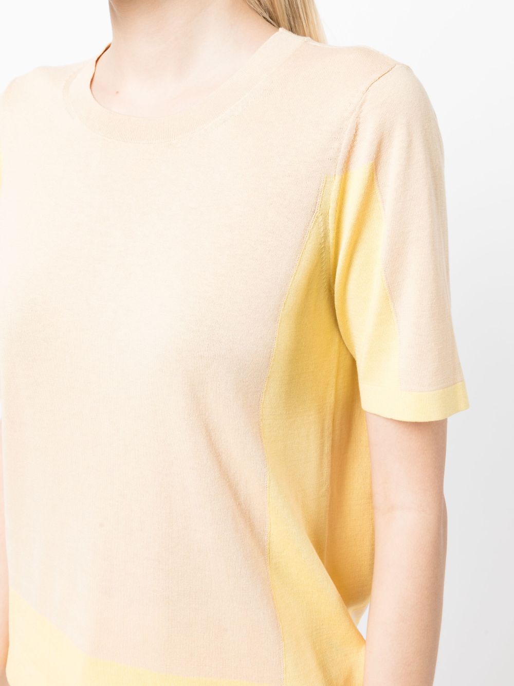 Shop Paule Ka Two-tone Knitted Top In Yellow