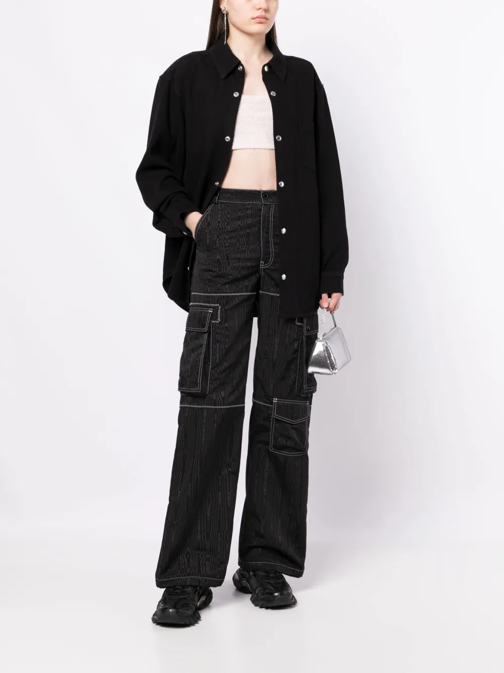 Shop Alexander Wang Long-sleeve Cotton Denim Shirt In Black