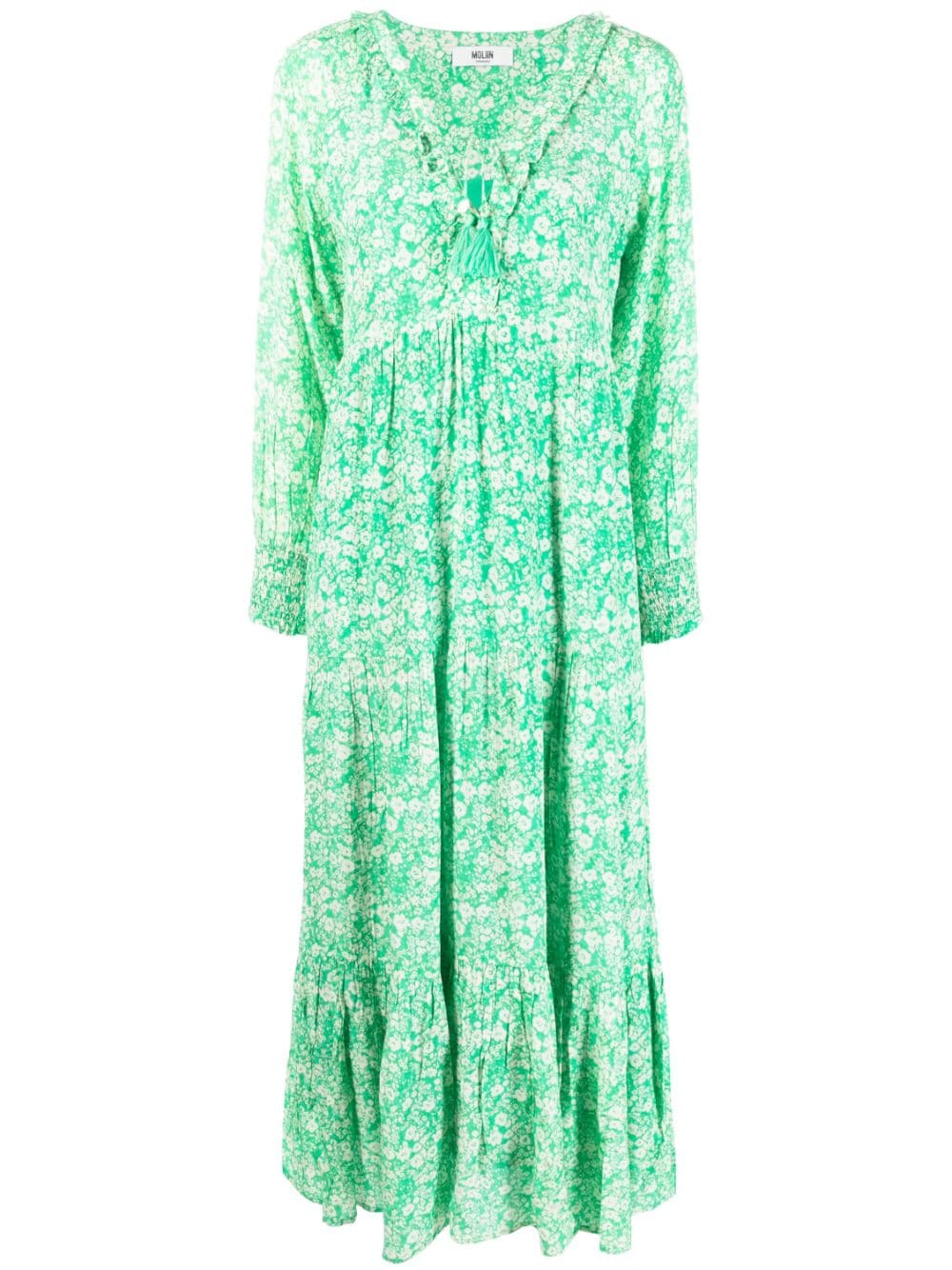 MOLIIN Hana floral-print midi dress - Green