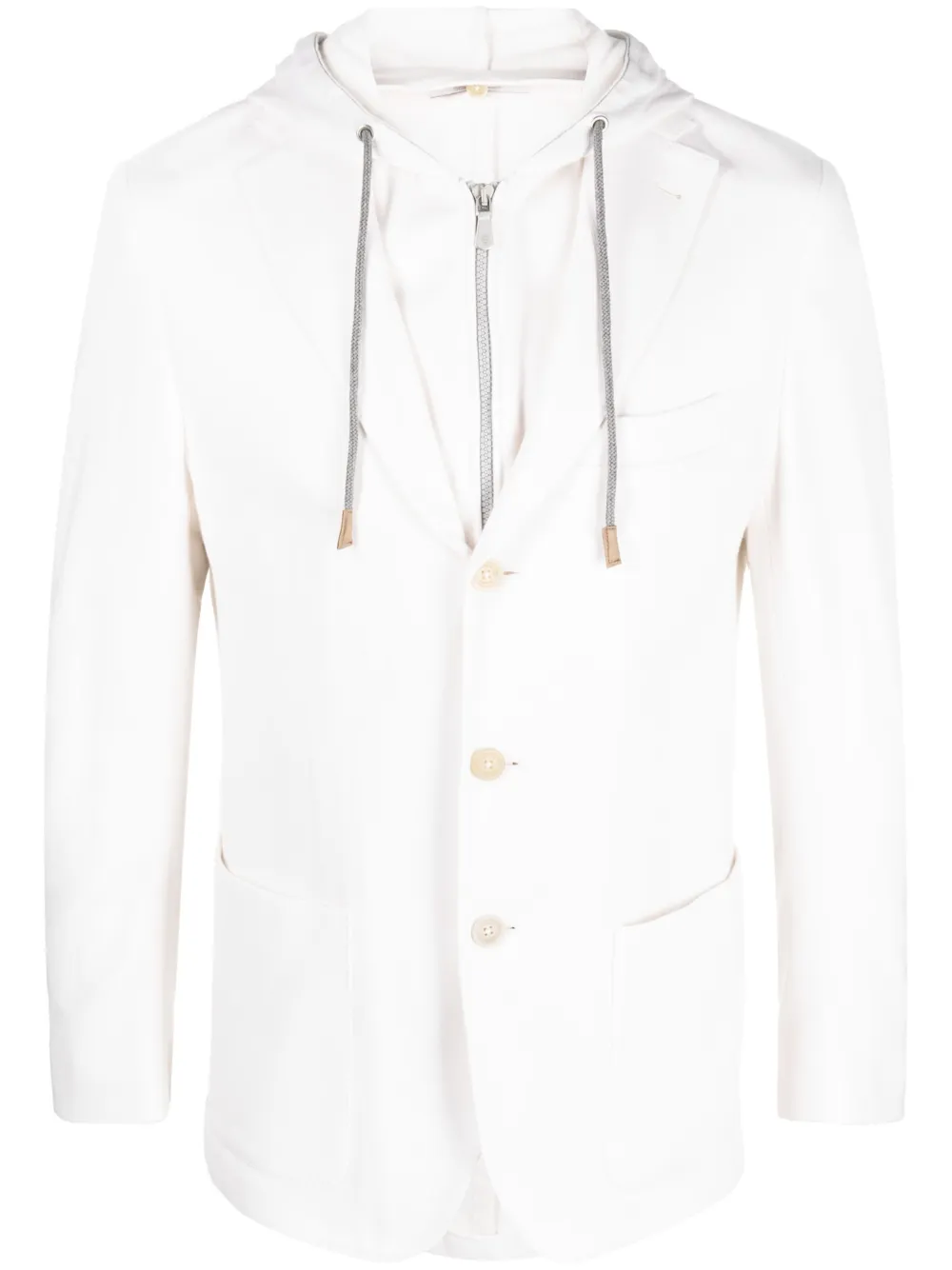 Shop Eleventy Layered-design Hoodie Blazer In Neutrals