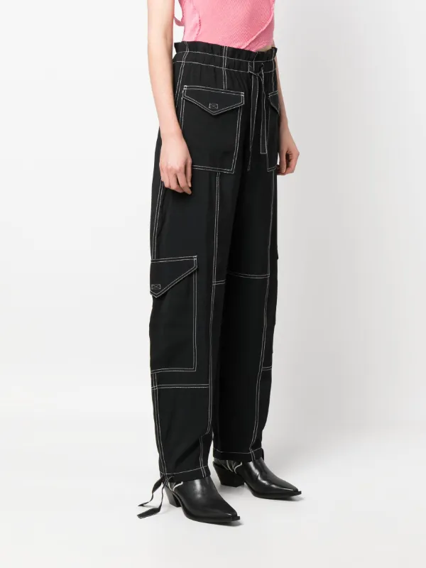 GANNI Topstitch Cargo Trousers - Farfetch