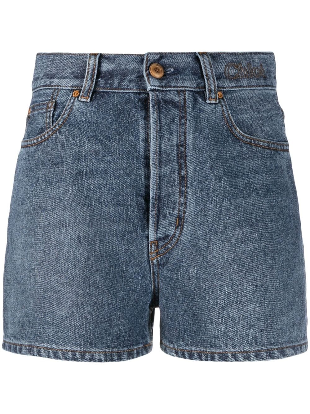 Chloé High-waisted Denim Shorts In Blau