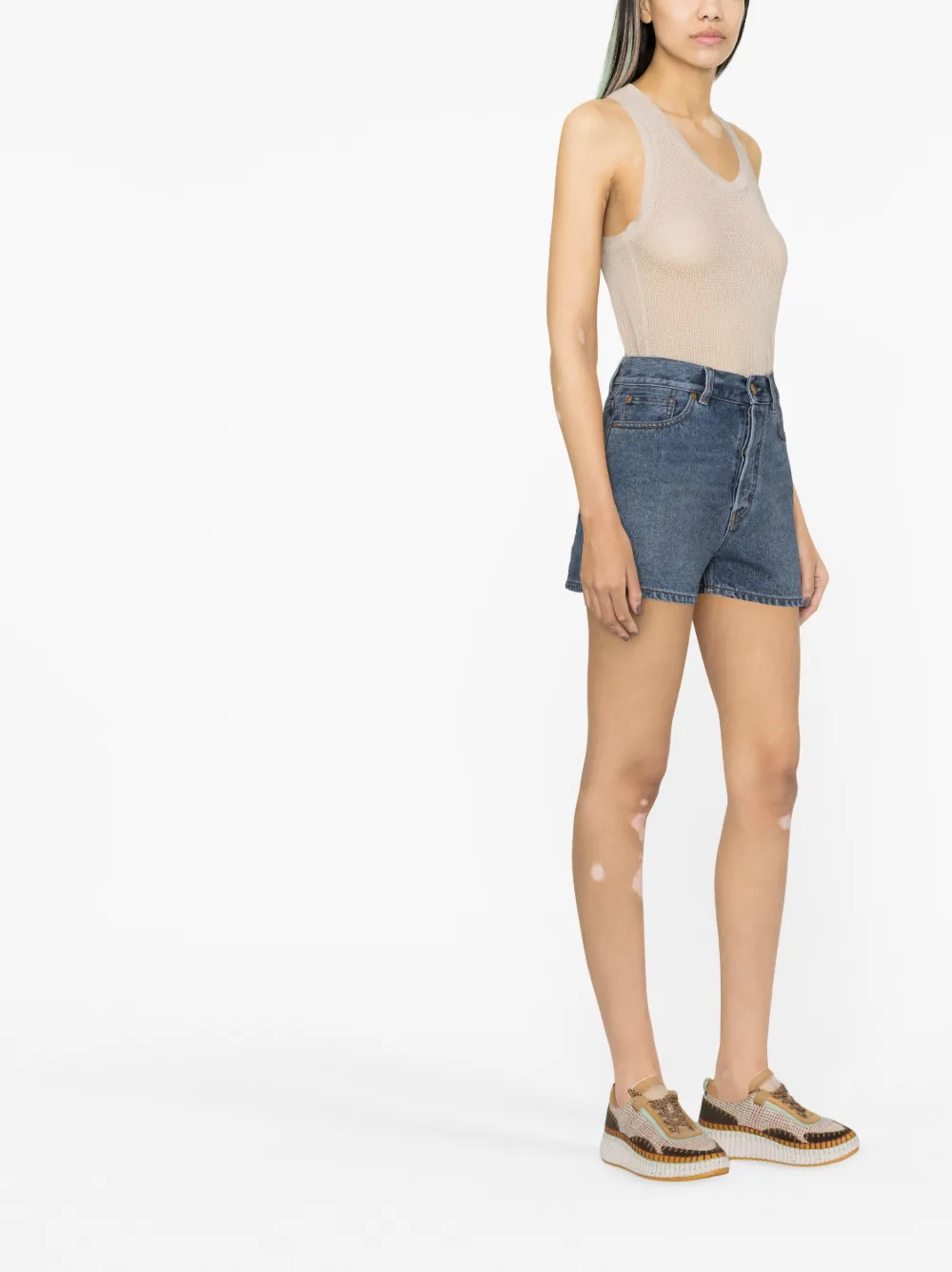 Chloé High-waisted Denim Shorts In Blau
