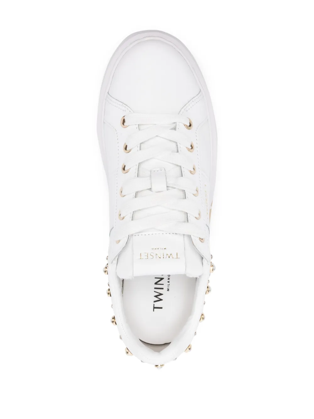 Twinset Pearl-embellished Low-top Sneakers In White