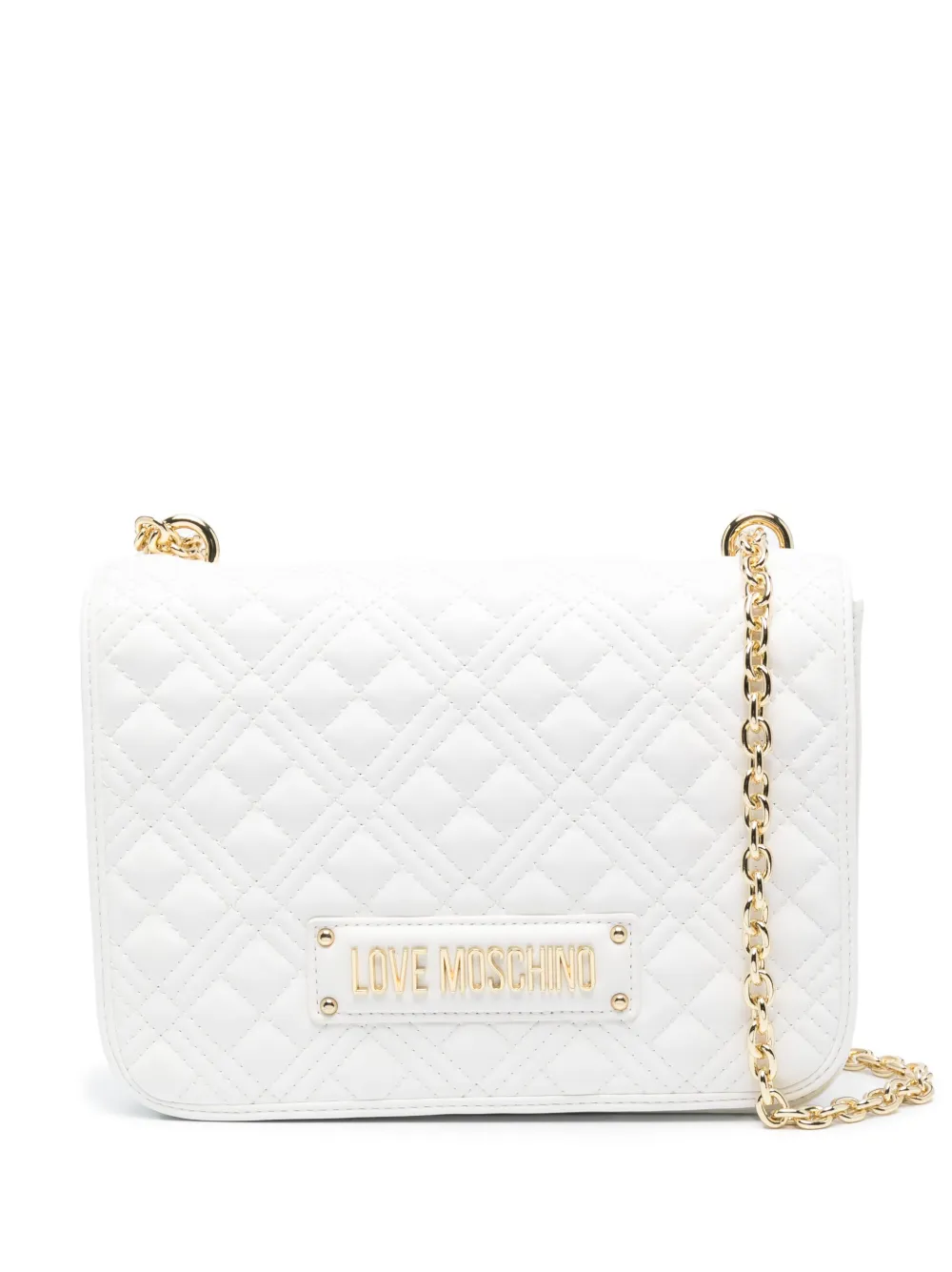 Love Moschino logo-plaque quilted shoulder bag