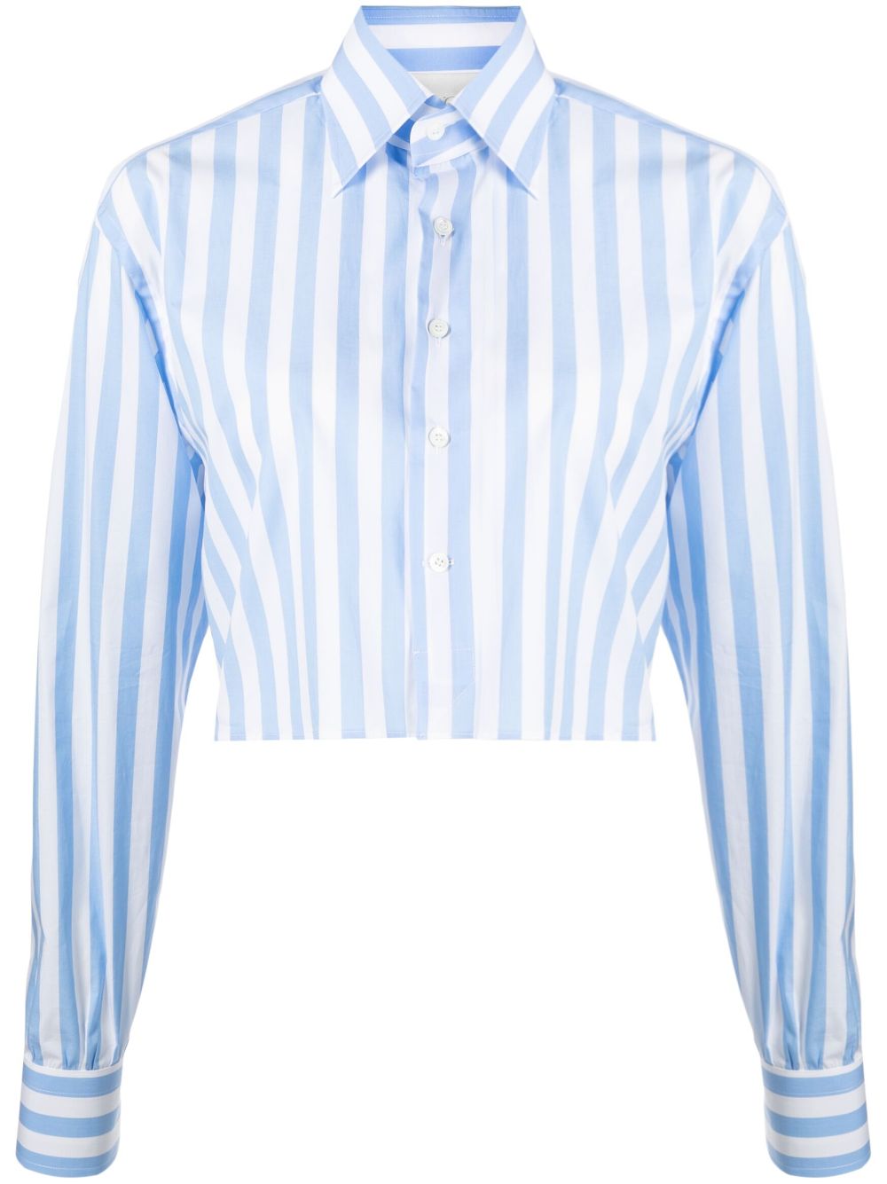 WOERA STRIPE-PRINT CROPPED SHIRT