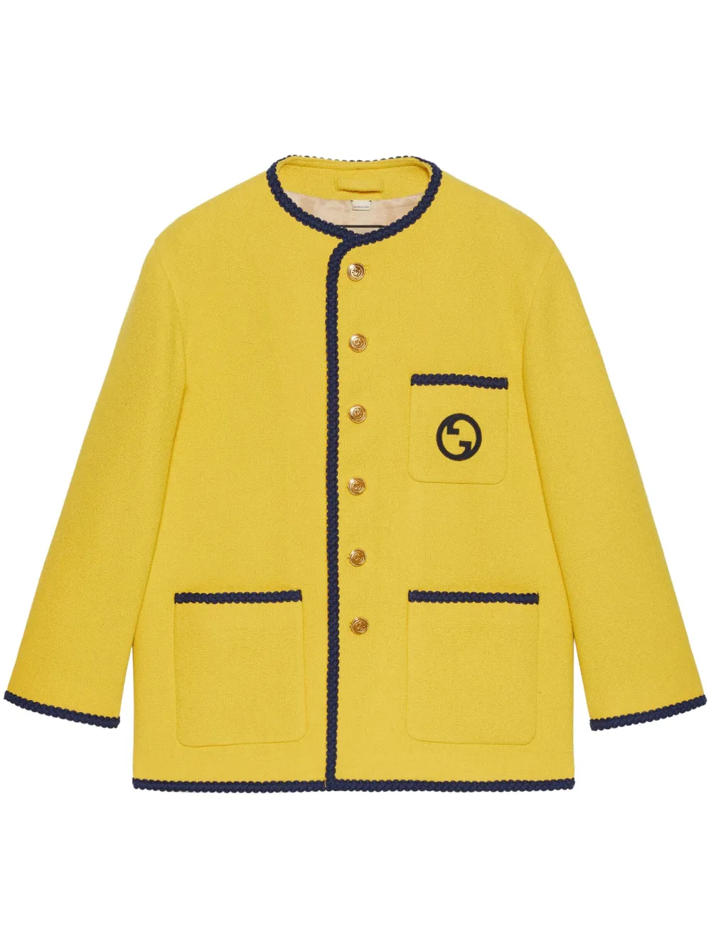 Gucci Retro Tweed Jacket With Embroidery In Yellow ModeSens