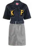 Kenzo logo-patch striped denim shirtdress - Blue