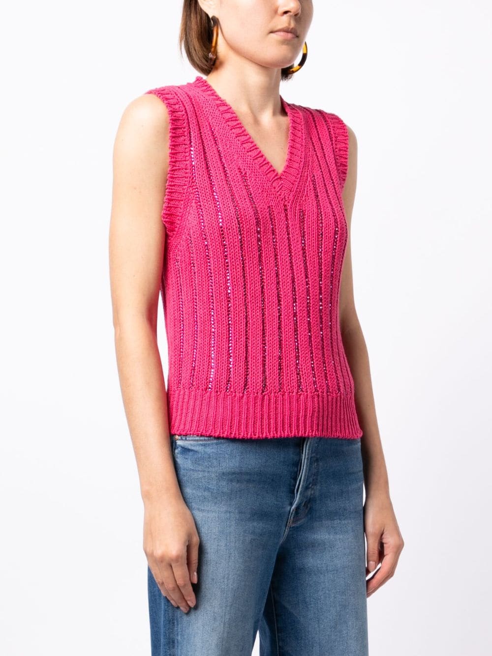 Shop Ermanno Firenze V-neck Knitted Vest In Pink