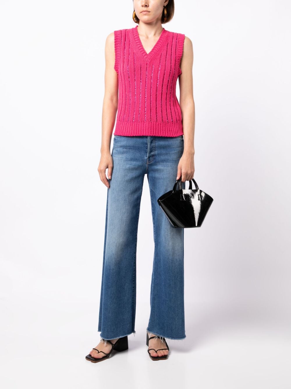 Shop Ermanno Firenze V-neck Knitted Vest In Pink