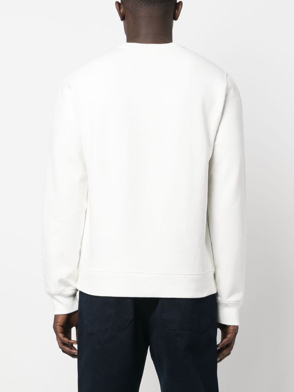 Shop Maison Kitsuné Logo-embroidered Round-neck Sweatshirt In White