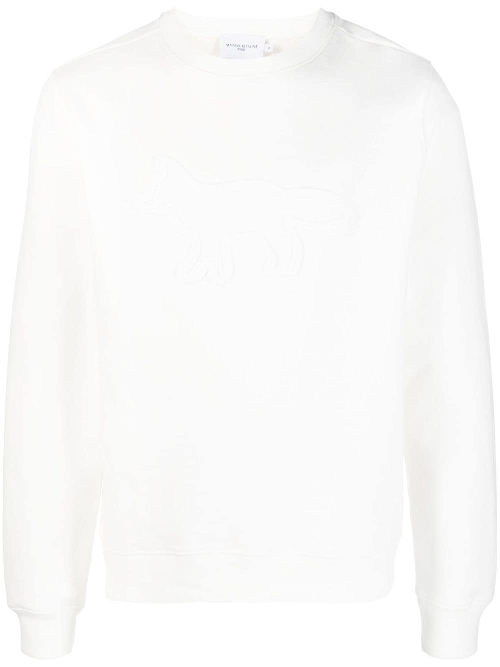 Maison Kitsuné Logo-embroidered Round-neck Sweatshirt In White