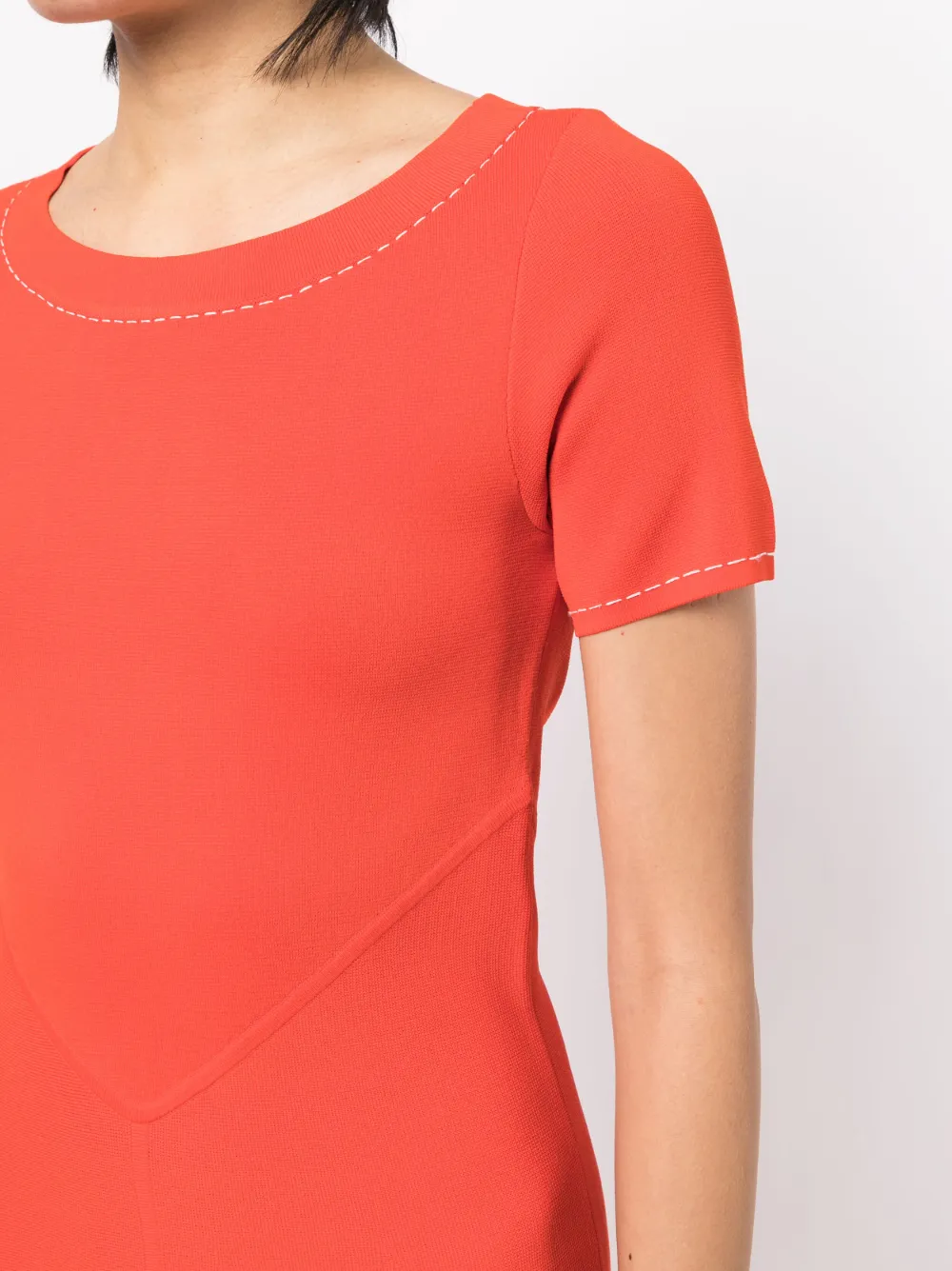 Shop Paule Ka Woven Short-sleeve Dress In Orange