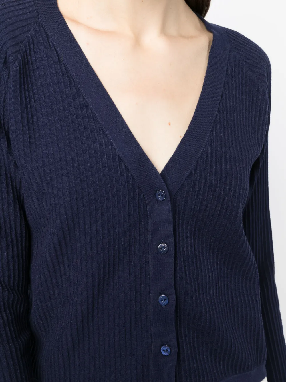 Shop Paule Ka V-neck Knit Cardigan In Blue