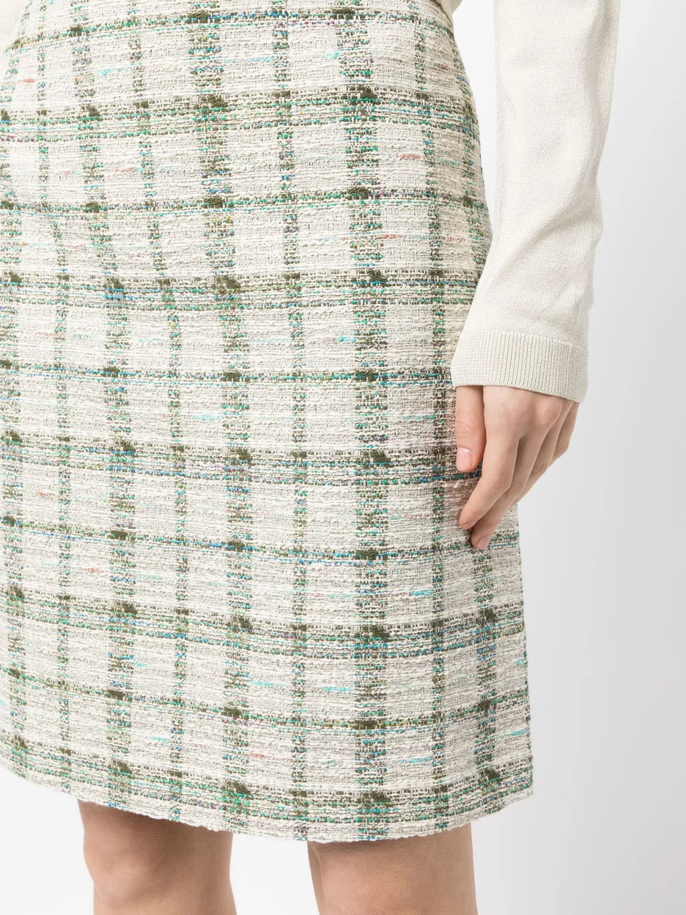 Shop Paule Ka Tweed Pencil Skirt In Multicolour