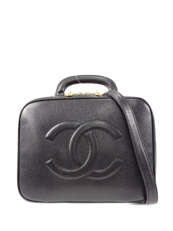 Chanel Pre-owned 1997 CC logo-embossed Two-Way Vanity Bag - Black