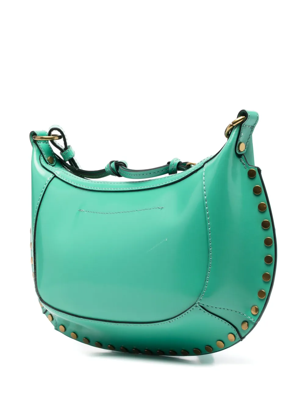 Isabel Marant Oskan Moon Studded Leather Shoulder Bag In Grün