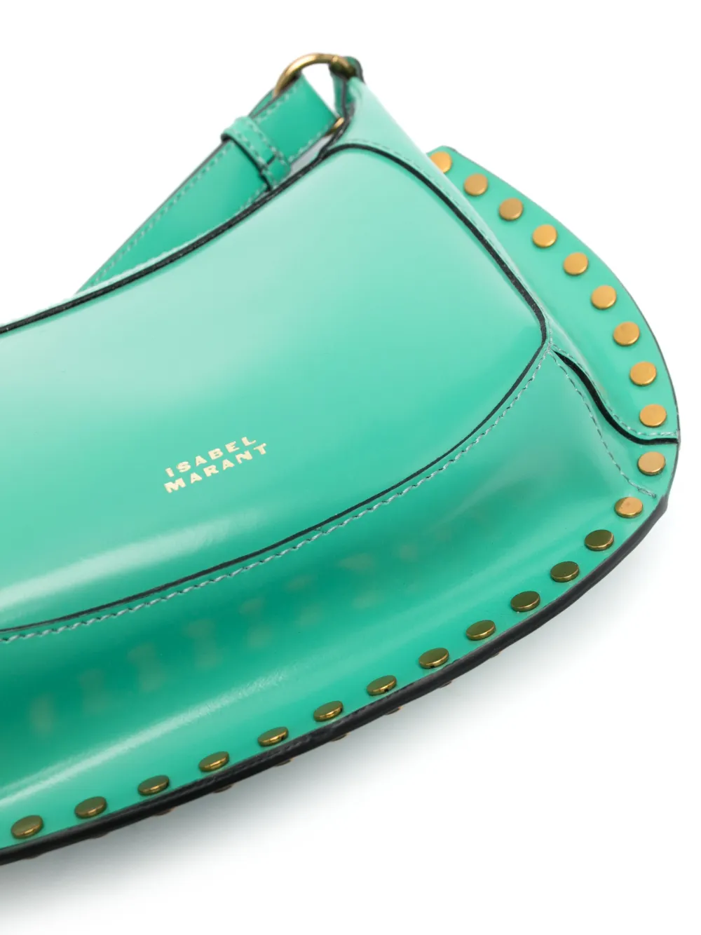 Isabel Marant Oskan Moon Studded Leather Shoulder Bag In Grün