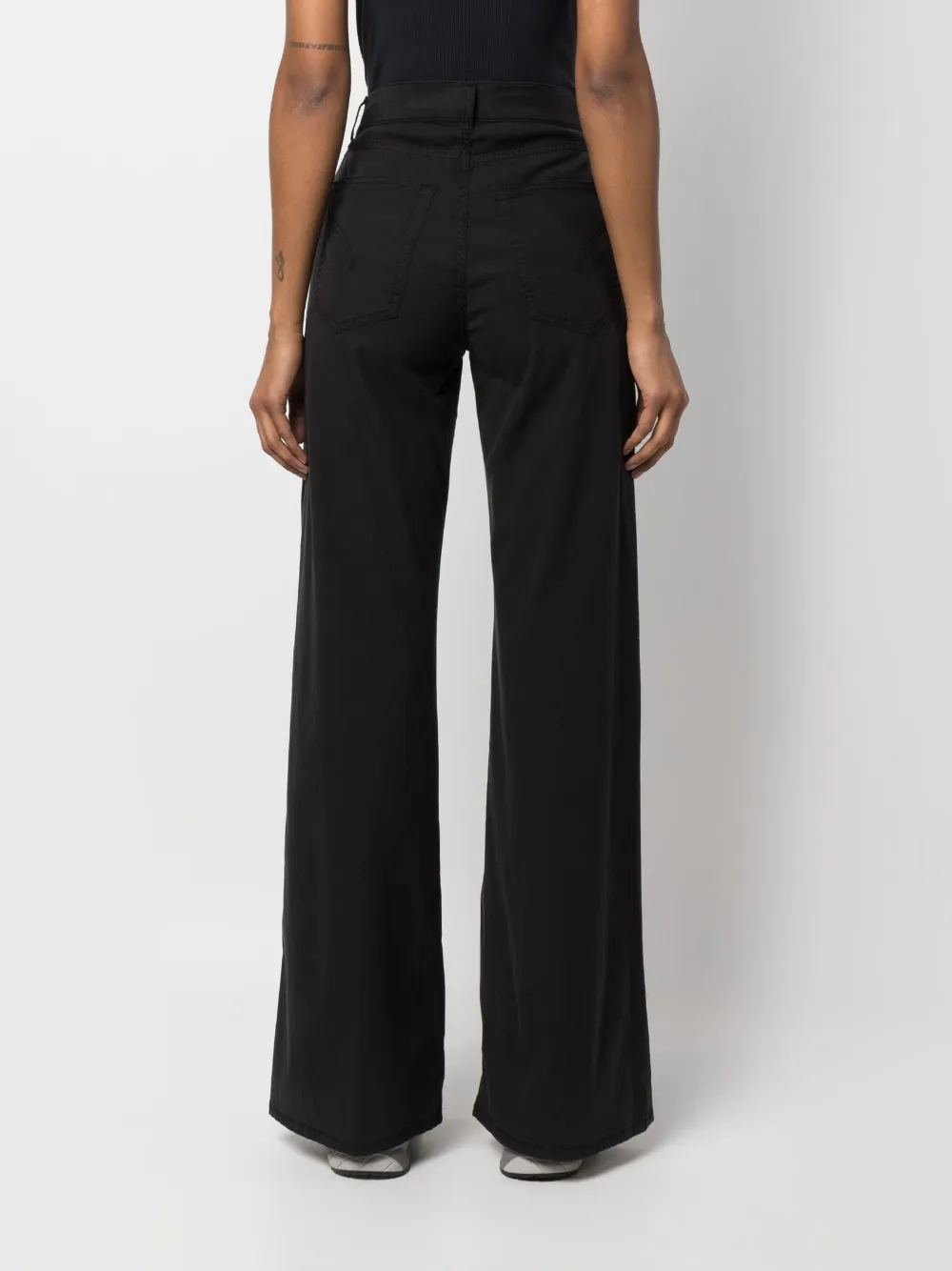 Shop Dondup High-waist Wide-leg Jeans In Schwarz