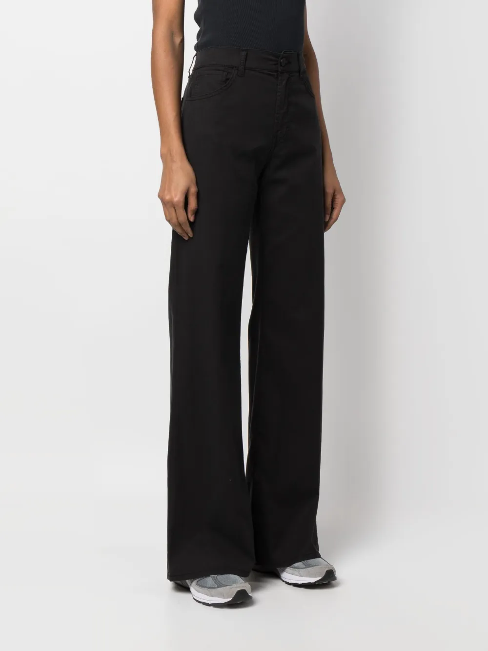 Shop Dondup High-waist Wide-leg Jeans In Schwarz