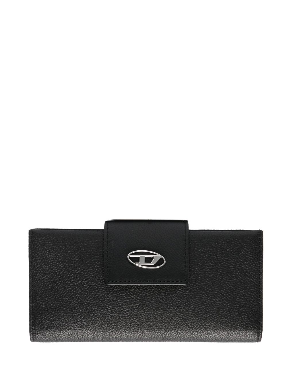 Diesel logo-detail grained leather wallet - Black